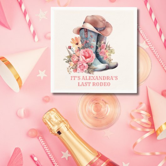 ピンク女性のカーボーイナッシュビルレッツゴーガールズバチェロレッテ スタンダードカクテルナプキン