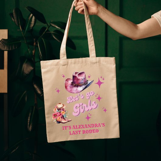 ピンク女性のカーボーイナッシュビルレッツゴーガールズバチェロレッテ トートバッグ