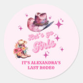 ピンク女性のカーボーイナッシュビルレッツゴーガールズバチェロレッテ ラウンドシール (正面)