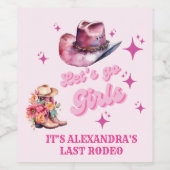 ピンク女性のカーボーイナッシュビルレッツゴーガールズバチェロレッテ ワインラベル (シングルラベル)