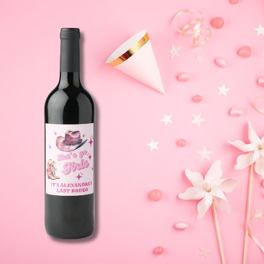 ピンク女性のカーボーイナッシュビルレッツゴーガールズバチェロレッテ ワインラベル