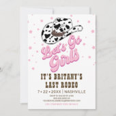 ピンク女性のカーボーイナッシュビルレッツゴーガールズバチェロレッテ 招待状 (正面)