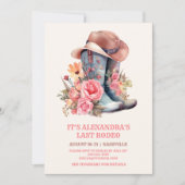 ピンク女性のカーボーイナッシュビルレッツゴーガールズバチェロレッテ 招待状 (正面)