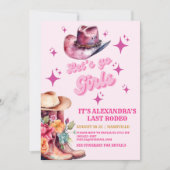 ピンク女性のカーボーイナッシュビルレッツゴーガールズバチェロレッテ 招待状 (正面)