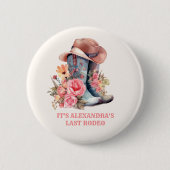 ピンク女性のカーボーイナッシュビルレッツゴーガールズバチェロレッテ 缶バッジ (正面)