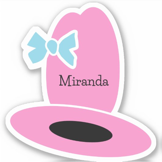 ピンク女性のカーボーイハットバースデーパーティー シール (正面)