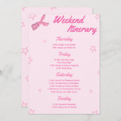 ピンク女性のカーボーイバチェロレッテ週末の日程 招待状 (正面/裏面)