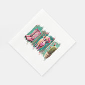 ピンク女性のカーボーイバレンタイン、ハート スタンダードランチョンナプキン (角)