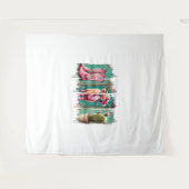 ピンク女性のカーボーイバレンタイン、ハート タペストリー (正面(横))