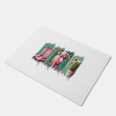 ピンク女性のカーボーイバレンタイン、ハート ドアマット (アングル)