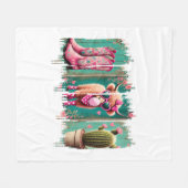 ピンク女性のカーボーイバレンタイン、ハート フリースブランケット (正面(横))