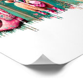 ピンク女性のカーボーイバレンタイン、ハート ポスター (角)