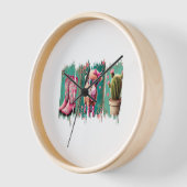 ピンク女性のカーボーイバレンタイン、ハート 壁時計 (傾斜)