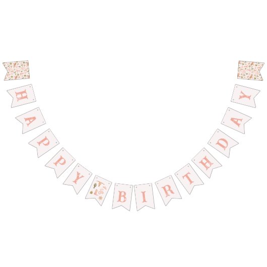 ピンク女性のカーボーイバースデーパーティーデコール バンティングフラッグ (全)