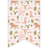 ピンク女性のカーボーイバースデーパーティーデコール バンティングフラッグ (第1の旗)