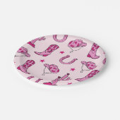 ピンク女性のカーボーイファーストロデオプレート ペーパープレート (アングル)