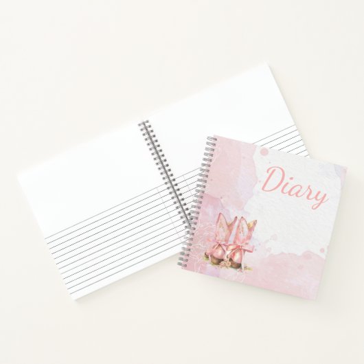 ピンク女性のカーボーイフェミニン水彩日記 ノートブック (内部)