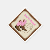 ピンク女性のカーボーイブーツウェスタンバースデーパーティー スタンダードカクテルナプキン (角)