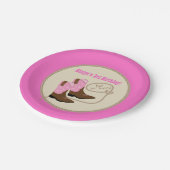 ピンク女性のカーボーイブーツウェスタンバースデーパーティー ペーパープレート (アングル)