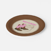 ピンク女性のカーボーイブーツウェスタンバースデーパーティー ペーパープレート (アングル)