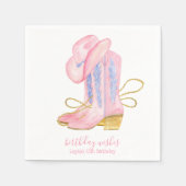 ピンク女性のカーボーイブーツウェスタン誕生日 スタンダードカクテルナプキン (正面)