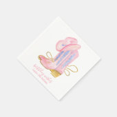 ピンク女性のカーボーイブーツウェスタン誕生日 スタンダードカクテルナプキン (角)