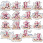 ピンク女性のカーボーイブーツオンビーチ シール (正面)