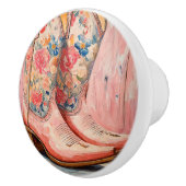 ピンク女性のカーボーイブーツセラミックノブ セラミックノブ (右)