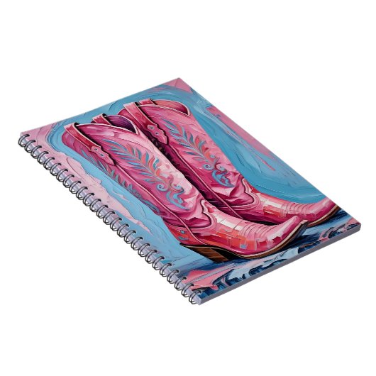 ピンク女性のカーボーイブーツノートブック ノートブック (右側)