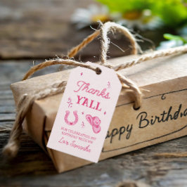 ピンク女性のカーボーイブーツロデオ ギフトタグ