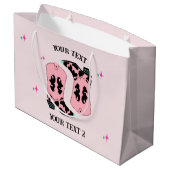 ピンク女性のカーボーイブーツロデオ ラージペーパーバッグ (裏面アングル)