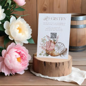 ピンク女性のカーボーイブートQRコードレジストリ赤ちゃんシャワー エンクロージャーカード
