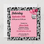 ピンク女性のカーボーイベビーシャワー 招待状 (裏面)