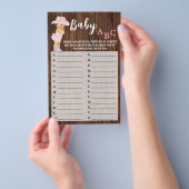 ピンク女性のカーボーイベビーABCベビーシャワーゲームカード チラシ (ハンドル)