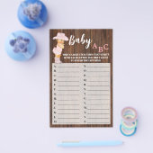 ピンク女性のカーボーイベビーABCベビーシャワーゲームカード チラシ (シングル)