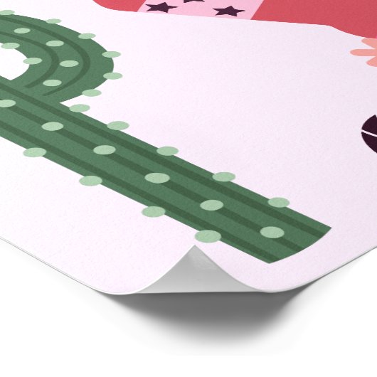 ピンク女性のカーボーイロデオウェスタン誕生日ウェルカムサイン ポスター (角)