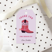 ピンク女性のカーボーイロデオウエスタンバースデーパーティー ギフトタグ