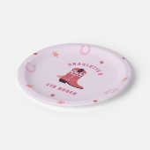 ピンク女性のカーボーイロデオウエスタンバースデーパーティー ペーパープレート (アングル)