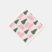 ピンク女性のカーボーイロデオハットクリスマスツリー スタンダードカクテルナプキン (角)