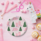 ピンク女性のカーボーイロデオハットクリスマスツリー ペーパープレート (パーティー)