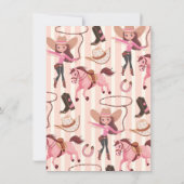 ピンク女性のカーボーイロデオバースデーパーティー 招待状 (裏面)