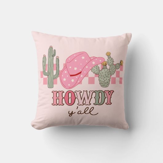 ピンク女性のカーボーイ名門私立校風のハウディオールモダン装飾用クッション クッション (正面)