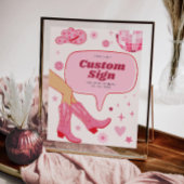 ピンク女性のカーボーイ誕生日パーティカスタムーサイン