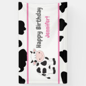 ピンク女性のカーボーイ誕生日パーティバナー 横断幕 (縦)