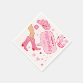 ピンク女性のカーボーイ誕生日パーティーレッツゴーガールズパーティー スタンダードカクテルナプキン (角)