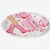 ピンク女性のカーボーイ誕生日パーティーレッツゴーガールズパーティー ペーパープレート (アングル)