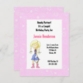 ピンク女性のカーボーイ誕生日招待状 招待状 (正面/裏面)