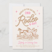 ピンク女性のカーボーイ誕生日招待状 招待状 (正面)
