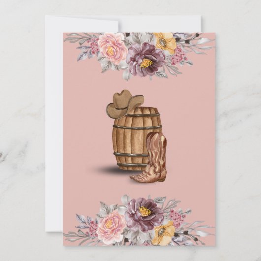 ピンク女性のカーボーイ誕生日2nd Rodeo girlパーティー 招待状 (裏面)