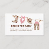 ピンク女性のカーボーイ赤ちゃんシャワーベビー収納用ブック エンクロージャーカード (正面)
